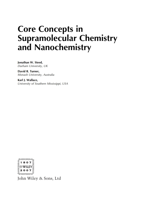 Cover image for book Core Concepts in Supramolecular Chemistry and Nanochemistry