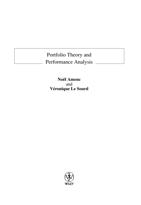 Cover image for book Portfolio Theory and Performance Analysis