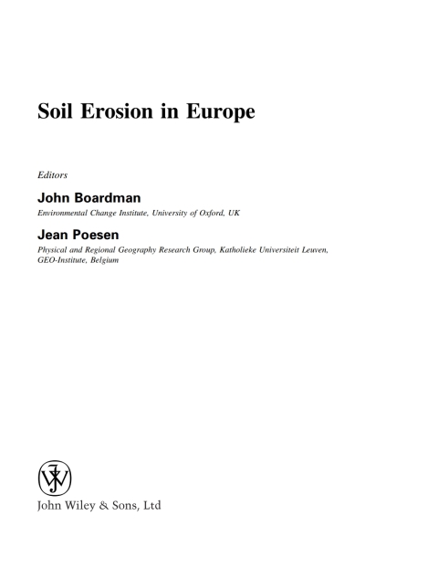 Cover image for book Soil Erosion in Europe