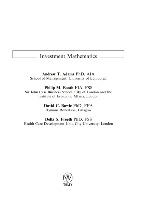 Investment Mathematics 