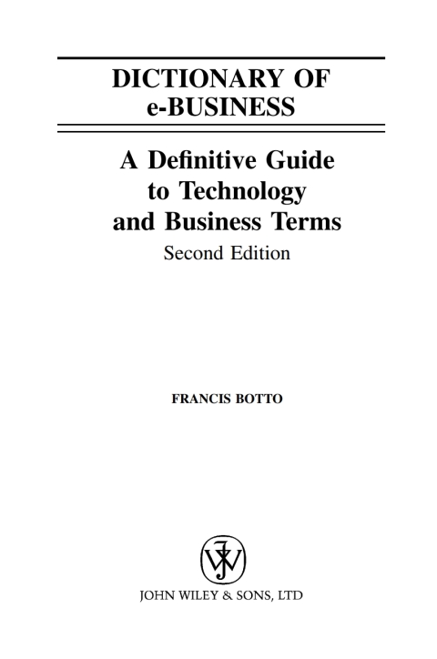 Cover image for book Dictionary of e-Business