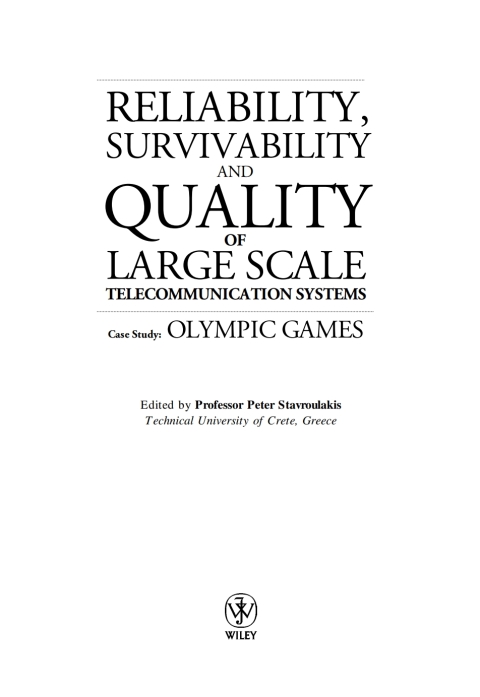 Cover image for book Reliability, Survivability and Quality of Large Scale Telecommunication Systems