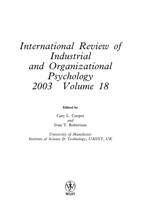 International Review of Industrial and Organizational Psychology 2003 