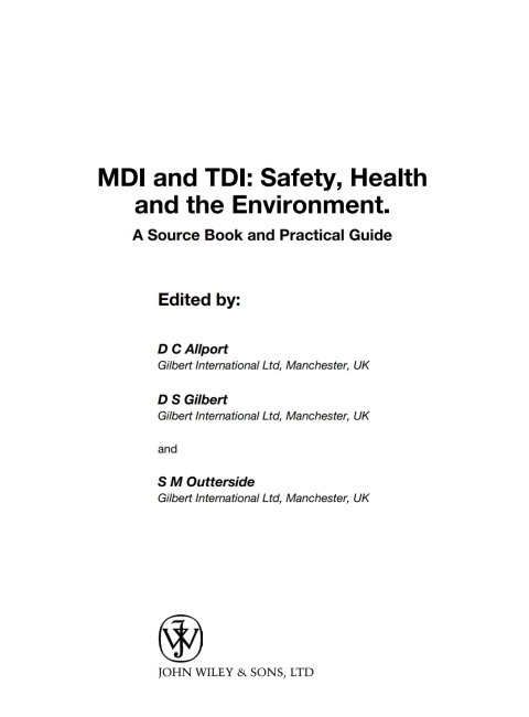 Cover image for book MDI and TDI: Safety, Health and the Environment: A Source Book and Practical Guide