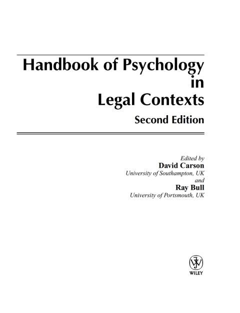 Handbook of Psychology in Legal Contexts 