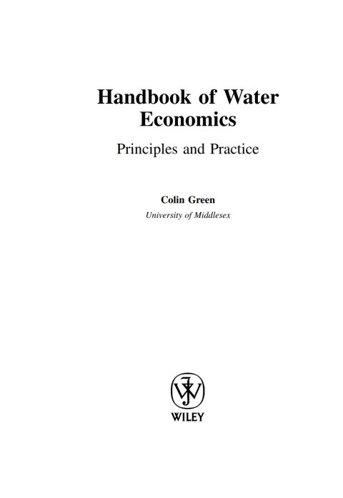 Handbook of Water Economics : Principles and Practice 