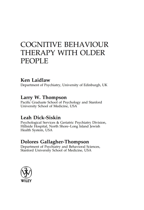 Cognitive Behaviour Therapy with Older People 