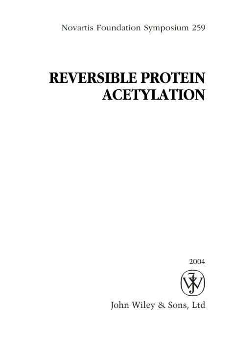 Cover image for book Reversible Protein Acetylation