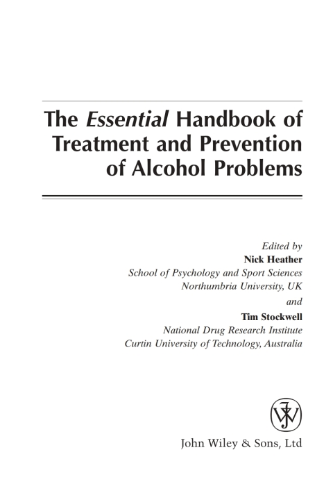 Cover image for book The Essential Handbook of Treatment and Prevention of Alcohol Problems