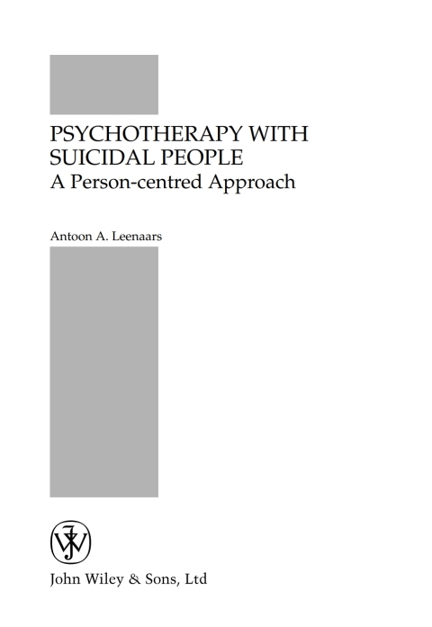 Psychotherapy with Suicidal People 