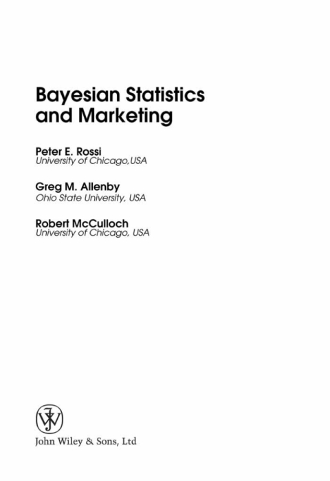 Cover image for book Bayesian Statistics and Marketing