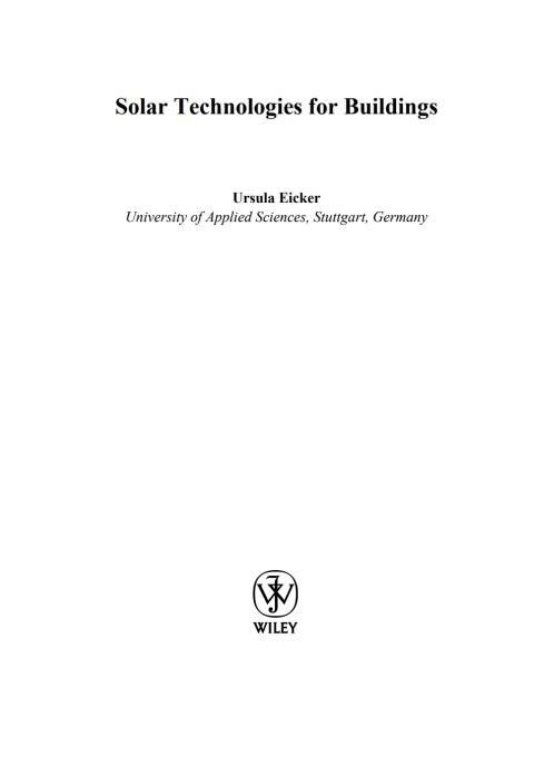 Cover image for book Solar Technologies for Buildings