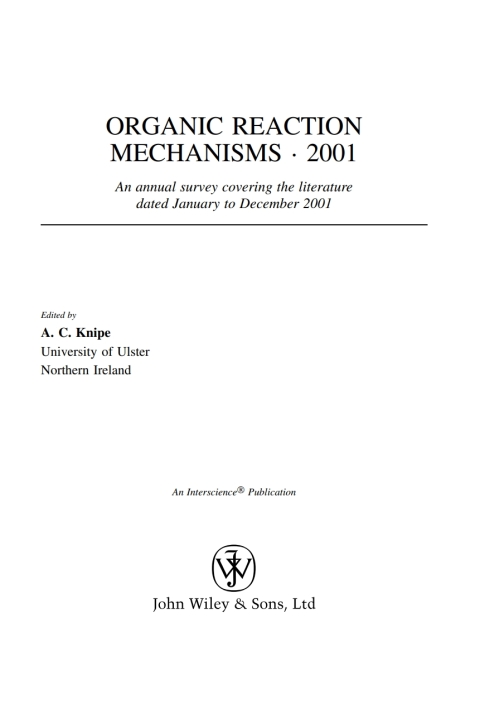 Cover image for book Organic Reaction Mechanisms 2001
