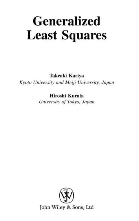 Cover image for book Generalized Least Squares
