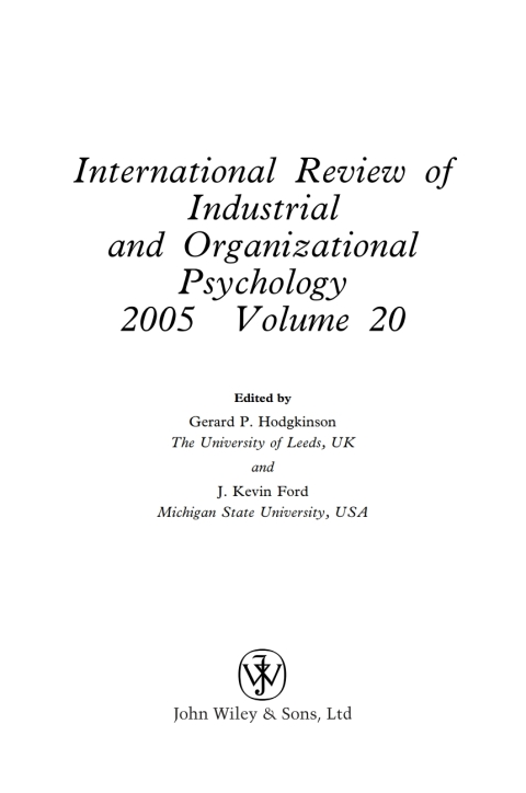 International Review of Industrial and Organizational Psychology 2005 