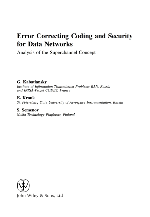 Cover image for book Error Correcting Coding and Security for Data Networks