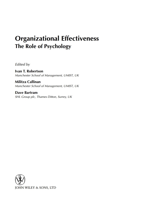 Organizational Effectiveness 