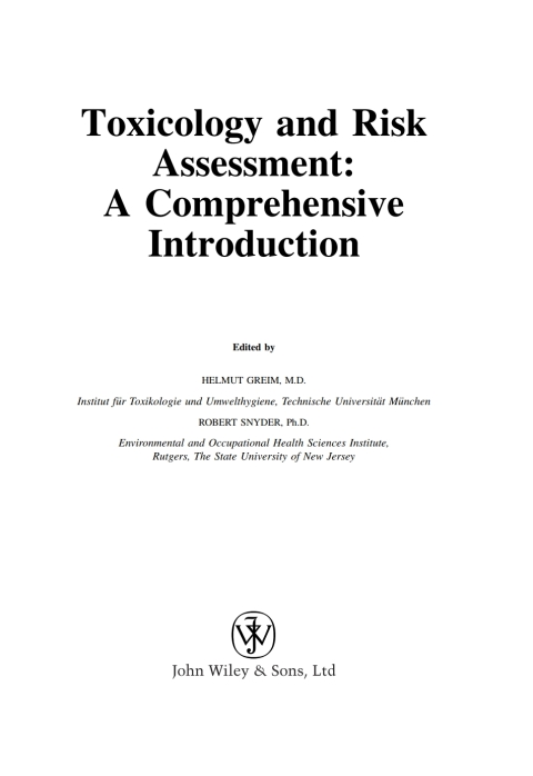 Cover image for book Toxicology and Risk Assessment