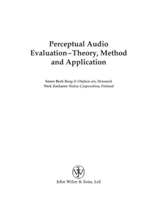 Cover image for book Perceptual Audio Evaluation - Theory, Method and Application