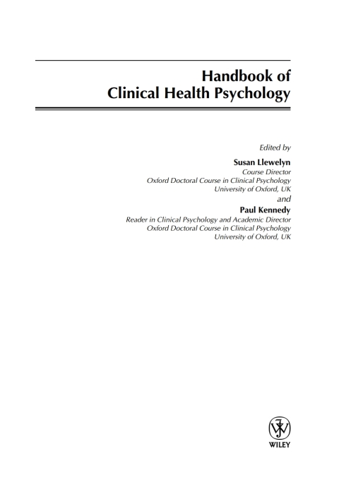 Cover image for book Handbook of Clinical Health Psychology