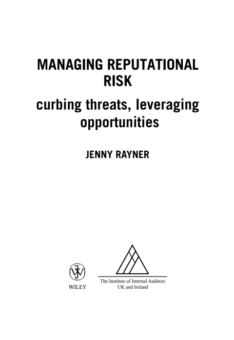 Cover image for book Managing Reputational Risk