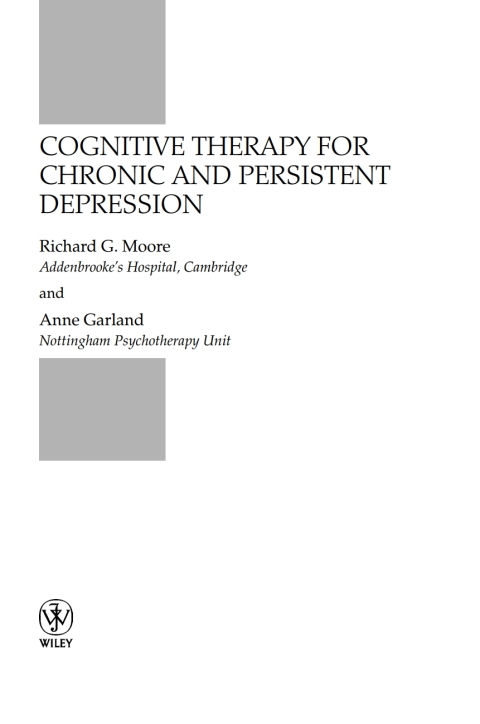 Cognitive Therapy for Chronic and Persistent Depression 