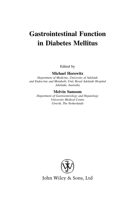 Cover image for book Gastrointestinal Function in Diabetes Mellitus
