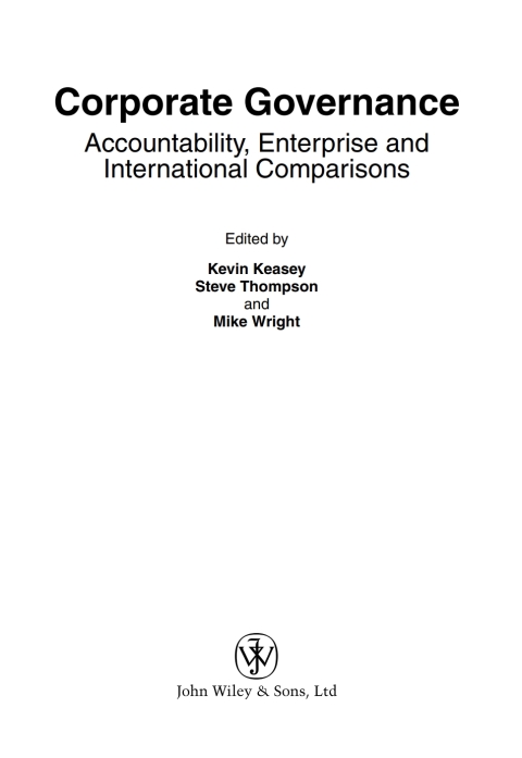 Corporate Governance: Accountability, Enterprise and International Comparisons 