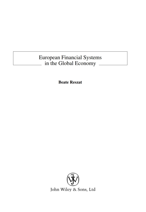 Cover image for book European Financial Systems in the Global Economy