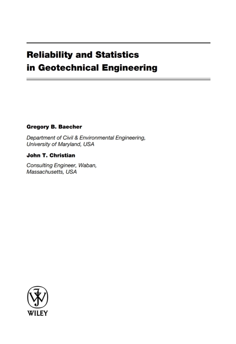 Cover image for book Reliability and Statistics in Geotechnical Engineering