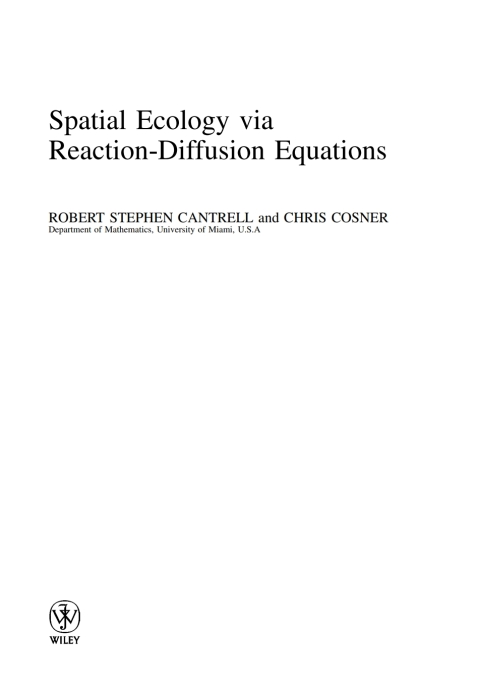 Cover image for book Spatial Ecology via Reaction-Diffusion Equations
