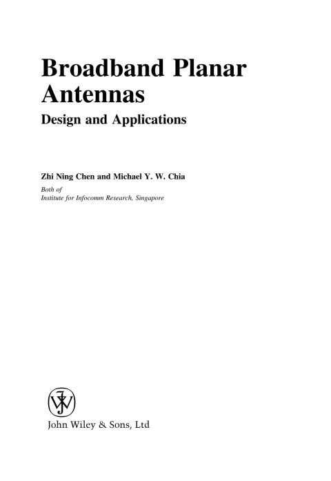 Broadband Planar Antennas: Design and Applications 