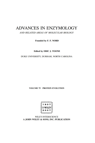 Advances in Enzymology and Related Areas of Molecular Biology