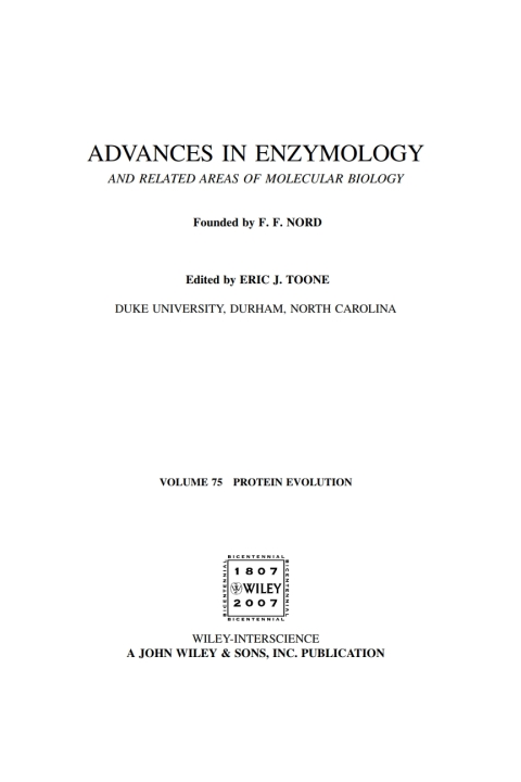 Cover image for book Advances in Enzymology and Related Areas of Molecular Biology