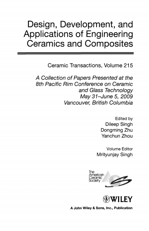 Design, Development, and Applications of Engineering Ceramics and Composites: Ceramic Transactions, Volume 215 