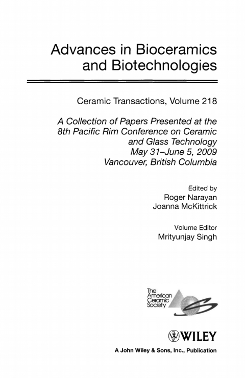 Advances in Bioceramics and Biotechnologies 