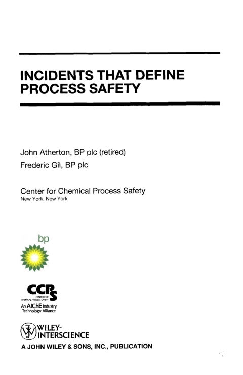 Cover image for book Incidents That Define Process Safety