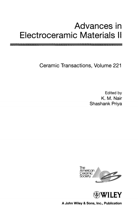 Cover image for book Advances in Electroceramic Materials II