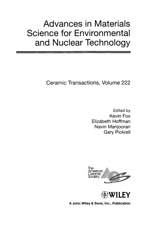 Cover image for book Advances in Materials Science for Environmental and Nuclear Technology