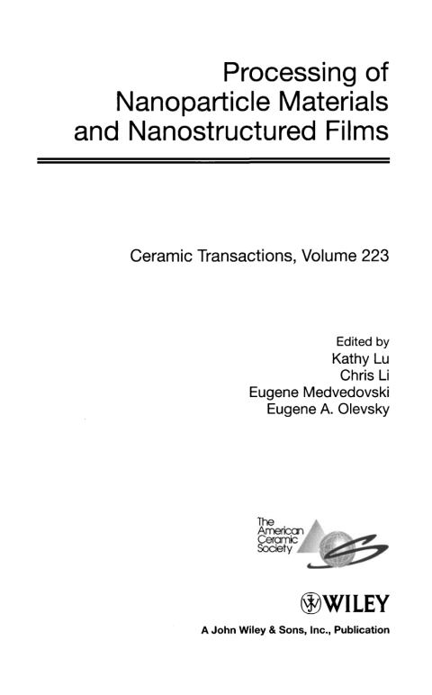 Cover image for book Processing of Nanoparticle Materials and Nanostructured Films