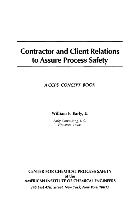 Cover image for book Contractor and Client Relations to Assure Process Safety