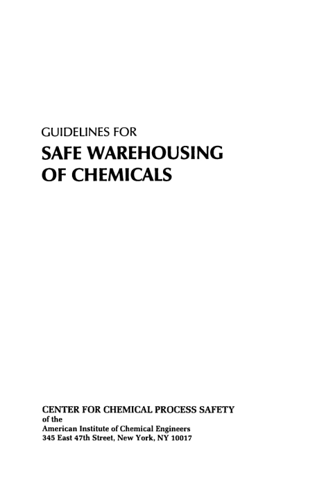 Guidelines for Safe Warehousing of Chemicals 