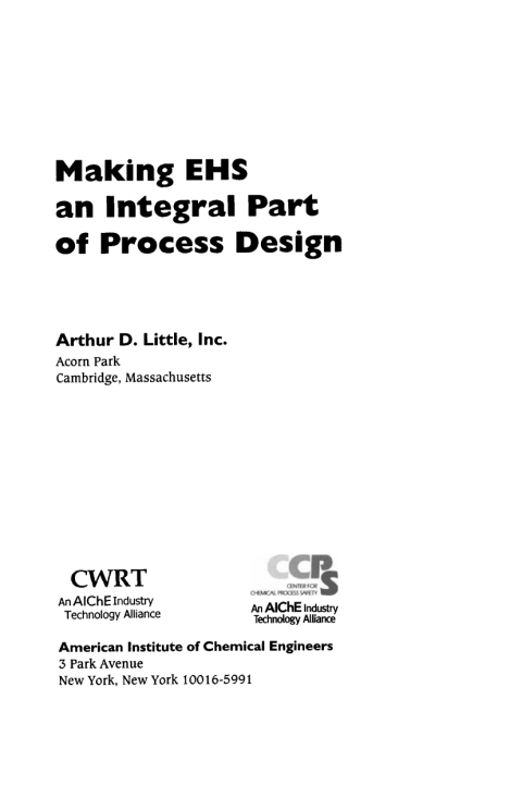 Cover image for book Making EHS an Integral Part of Process Design