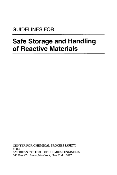 Cover image for book Guidelines for Safe Storage and Handling of Reactive Materials