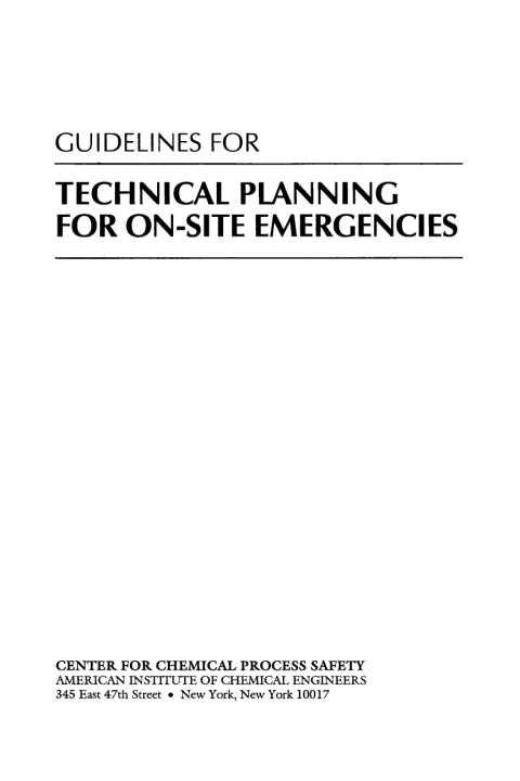 Guidelines for Technical Planning for On-Site Emergencies 