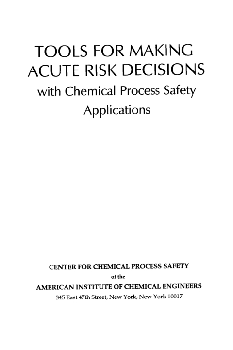 Cover image for book Tools for Making Acute Risk Decisions