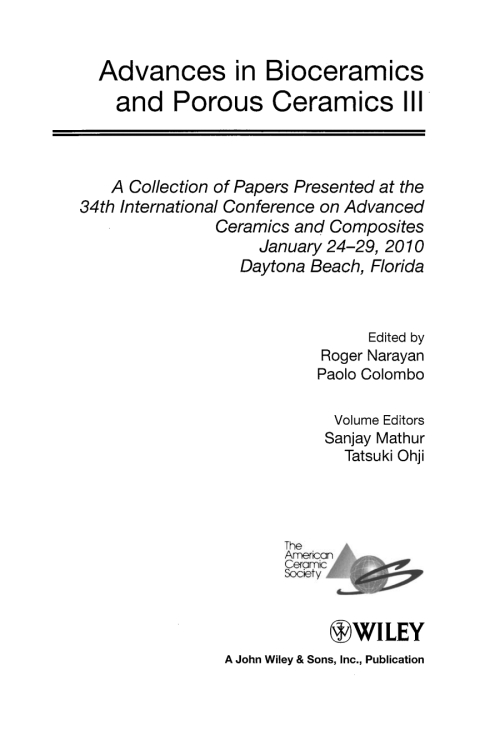 Advances in Bioceramics and Porous Ceramics III 