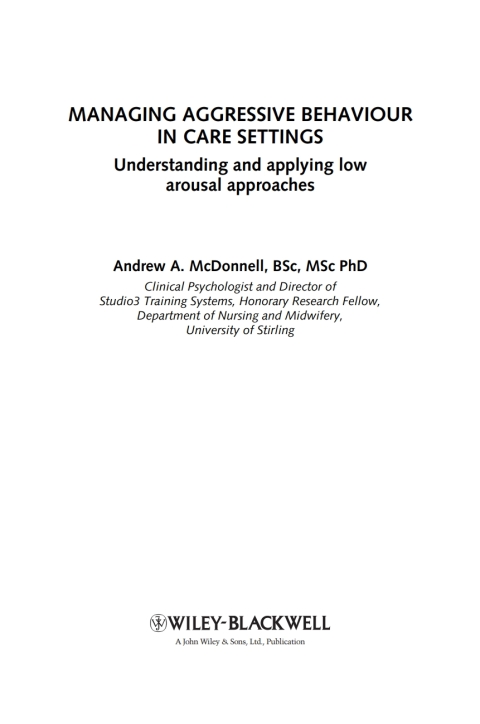 Cover image for book Managing Aggressive Behaviour in Care Settings