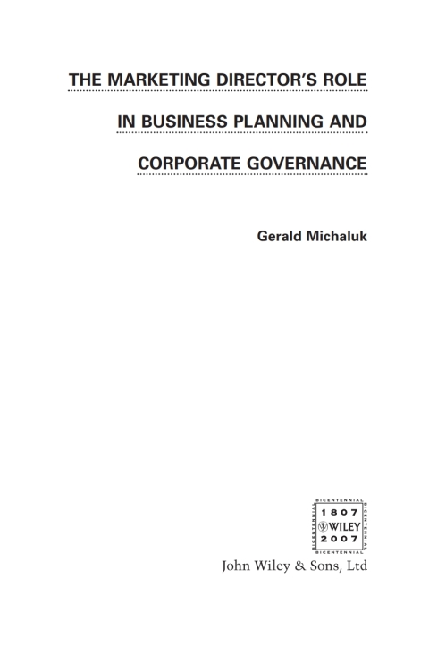 Cover image for book The Marketing Director's Role in Business Planning and Corporate Governance