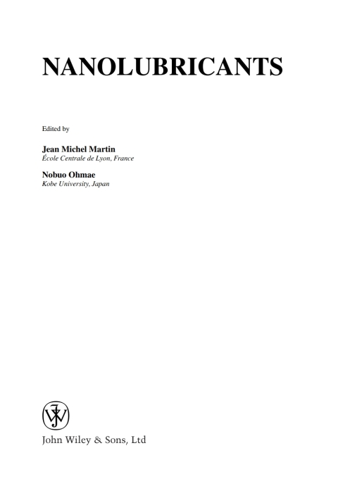 Cover image for book Nanolubricants
